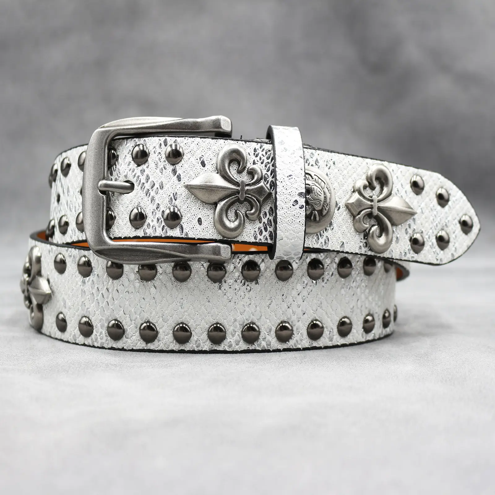 White Skull Rivet Belt for Men Women Punk Style — feature 8