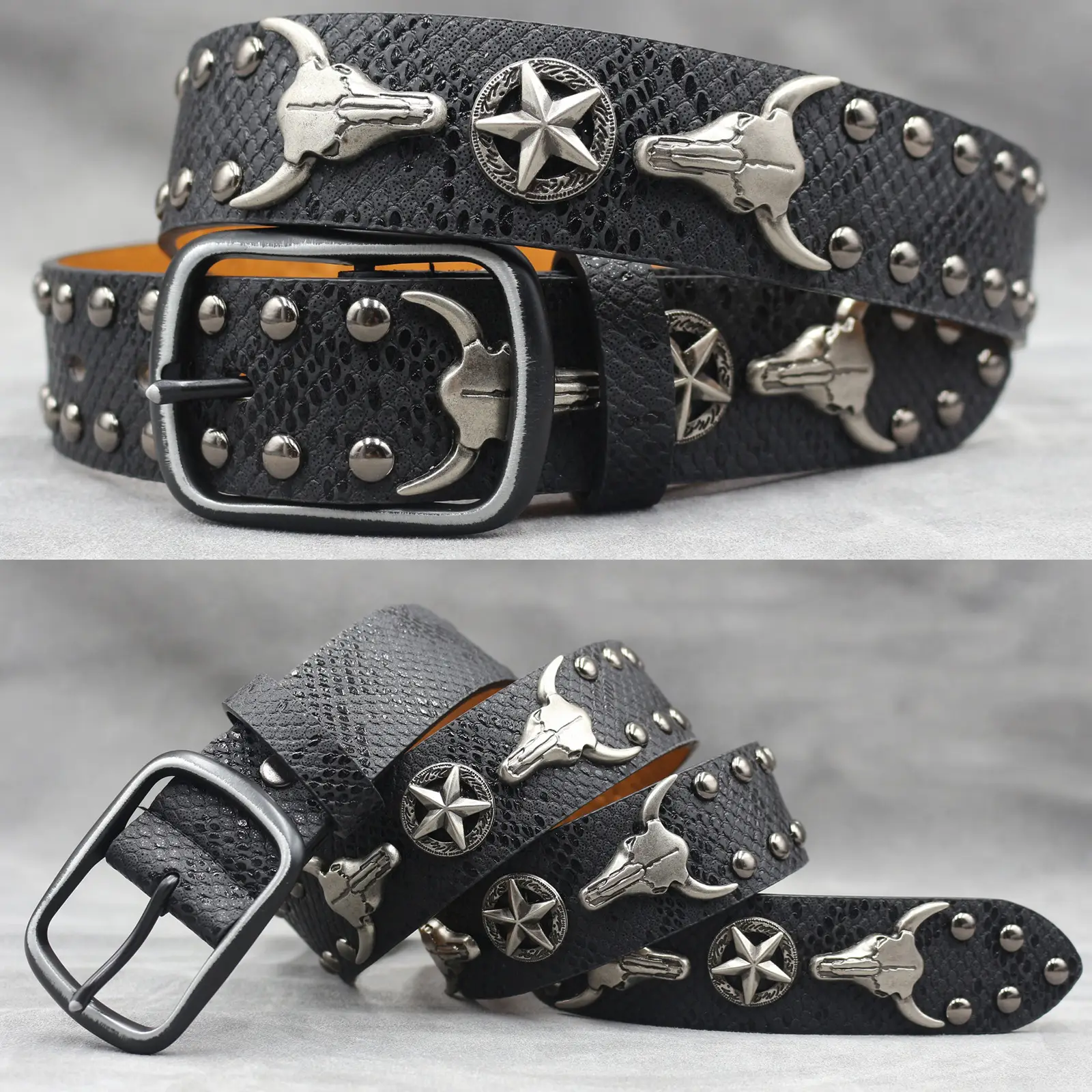 White Skull Rivet Belt for Men Women Punk Style - Image 15