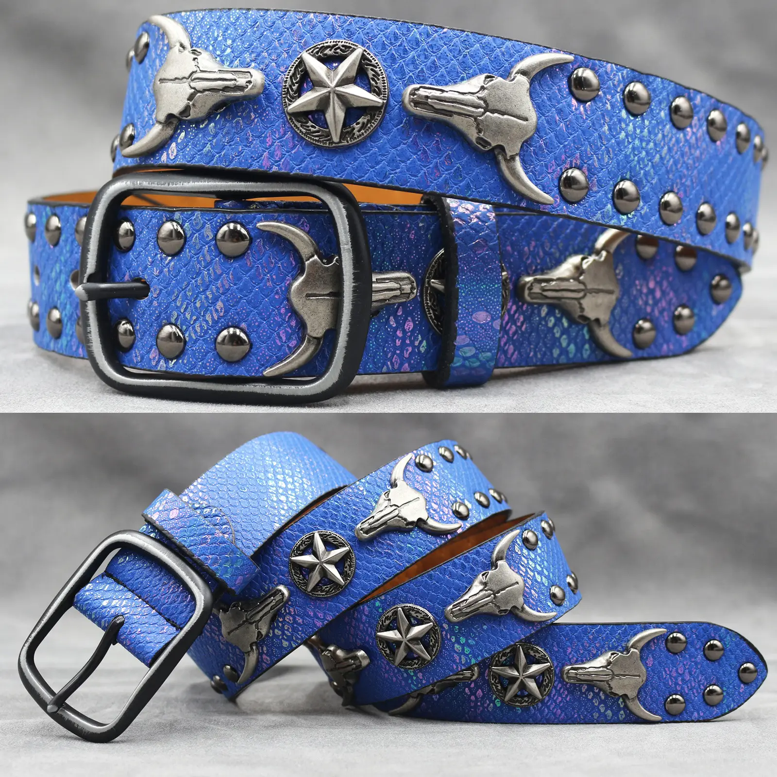 White Skull Rivet Belt for Men Women Punk Style - Image 20