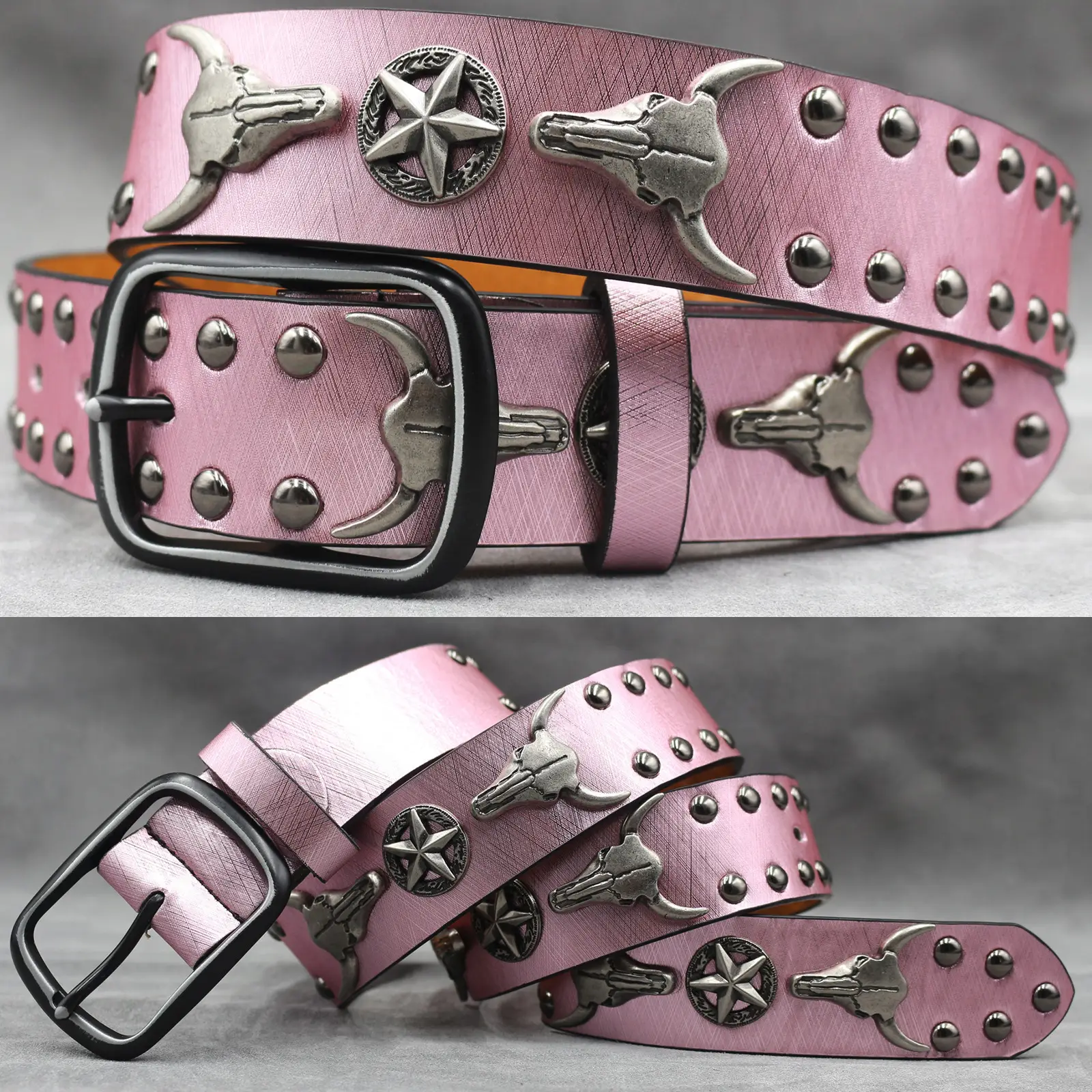 White Skull Rivet Belt for Men Women Punk Style - Image 21