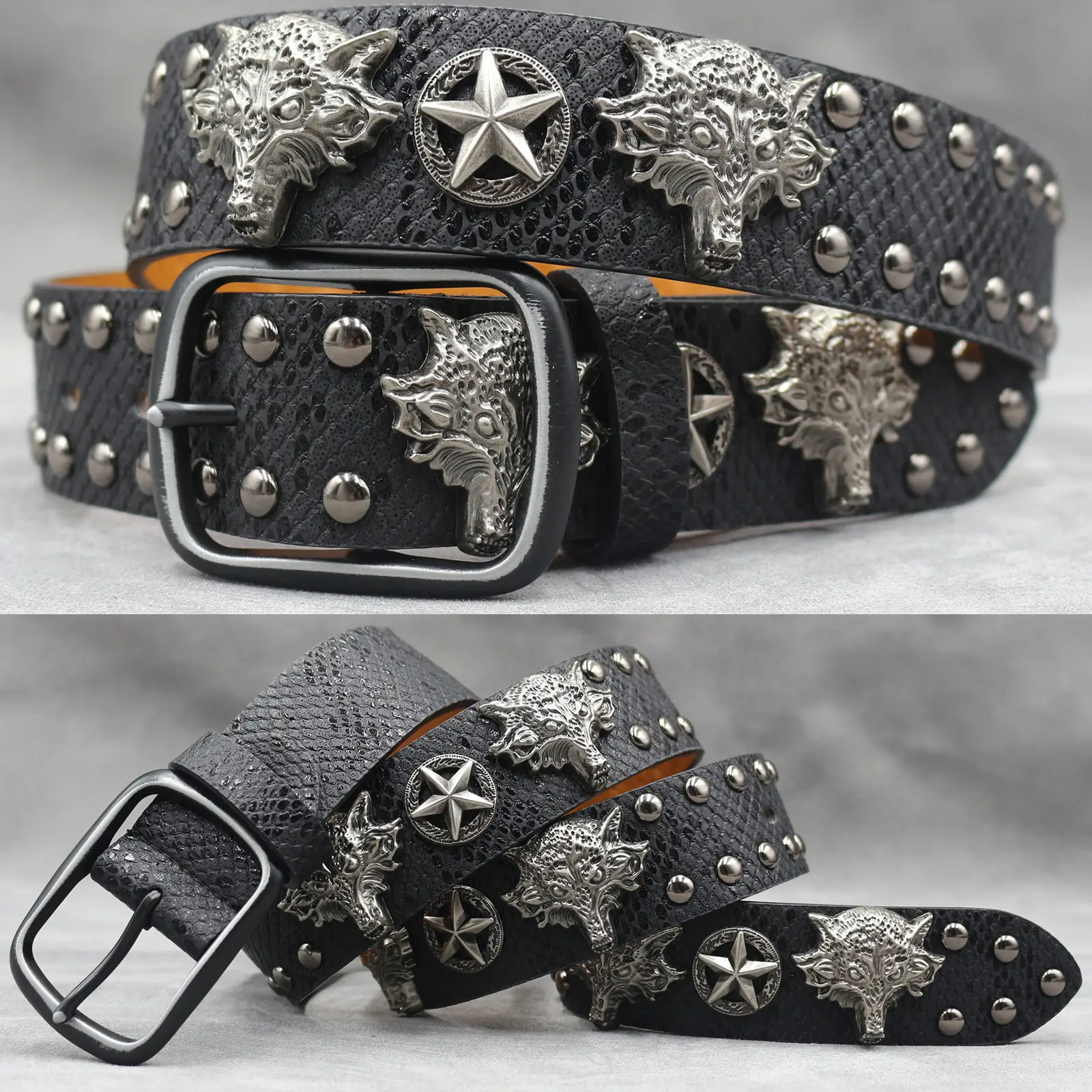 White Skull Rivet Belt for Men Women Punk Style - Image 22