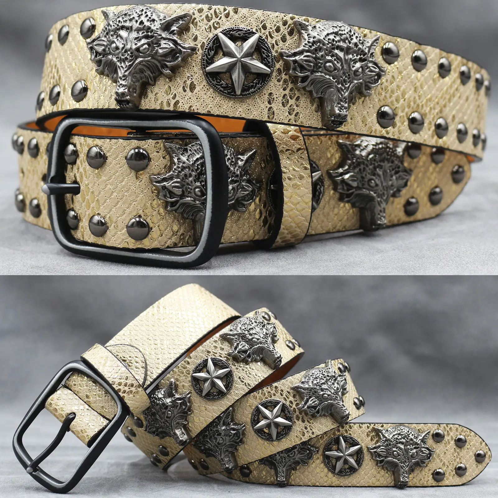 White Skull Rivet Belt for Men Women Punk Style - Image 24