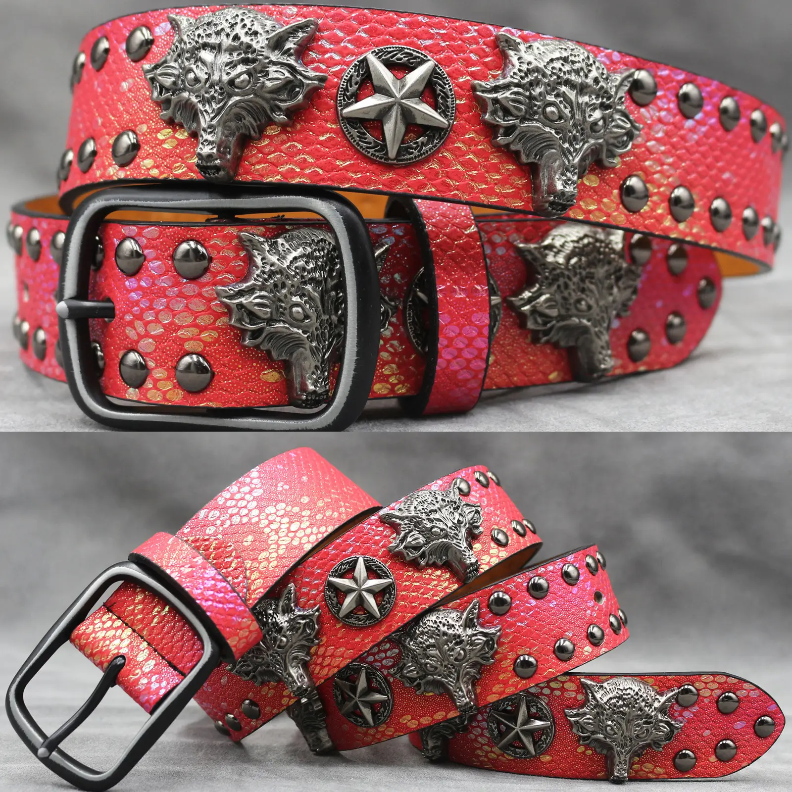 White Skull Rivet Belt for Men Women Punk Style - Image 25