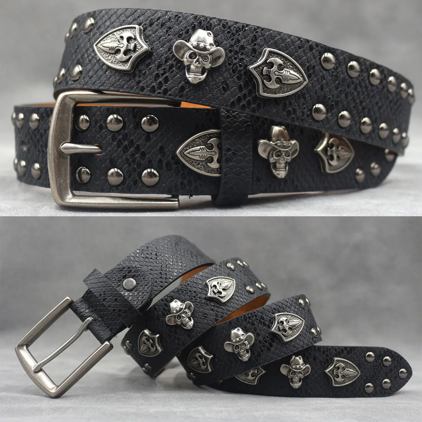 White Skull Rivet Belt for Men Women Punk Style - Image 29
