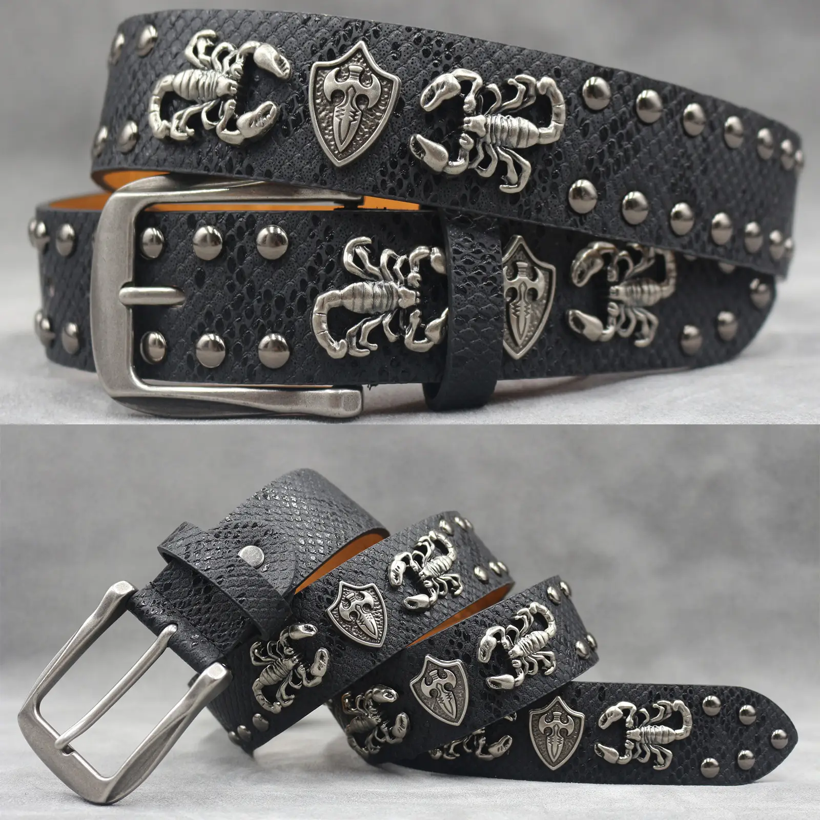 White Skull Rivet Belt for Men Women Punk Style - Image 36