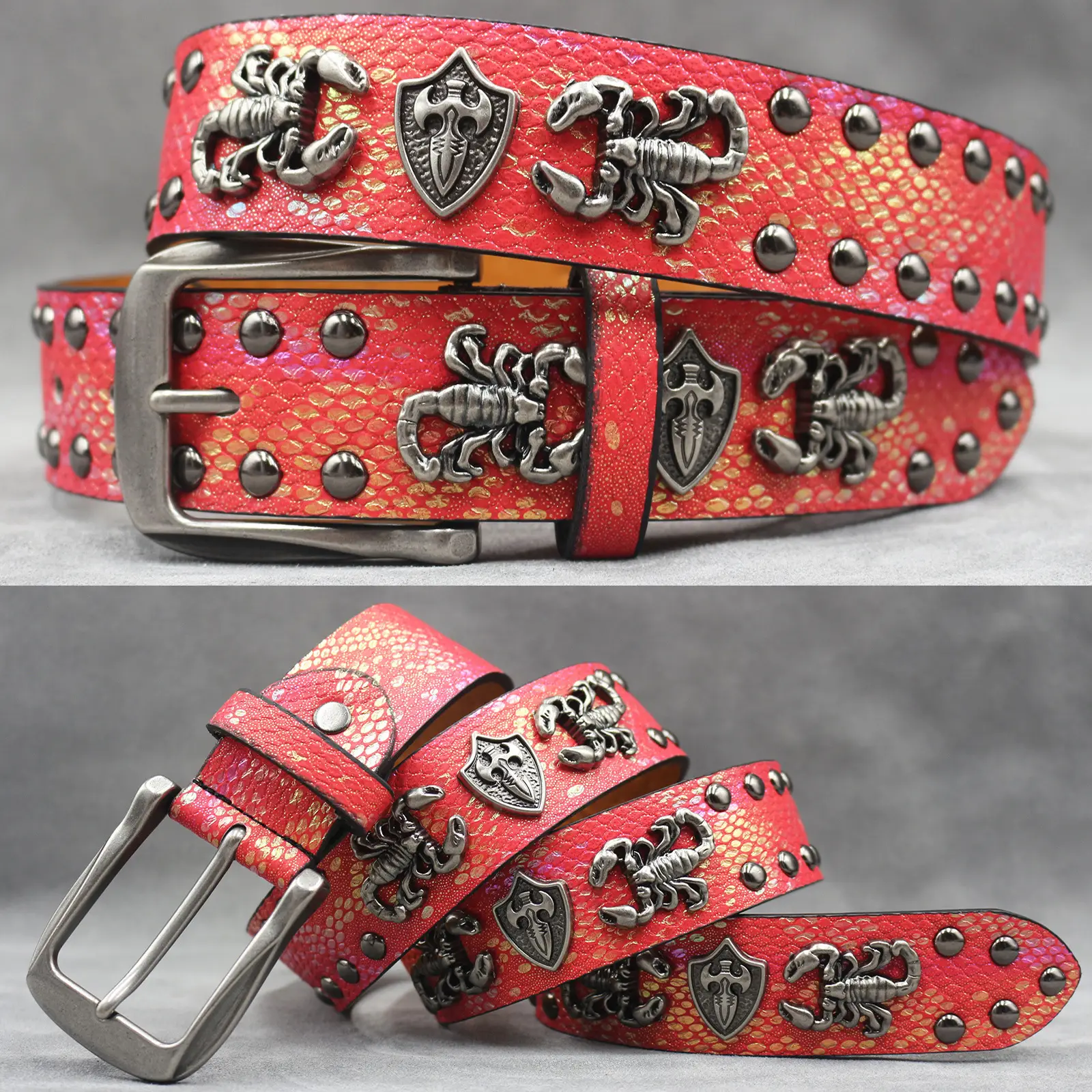 White Skull Rivet Belt for Men Women Punk Style - Image 39
