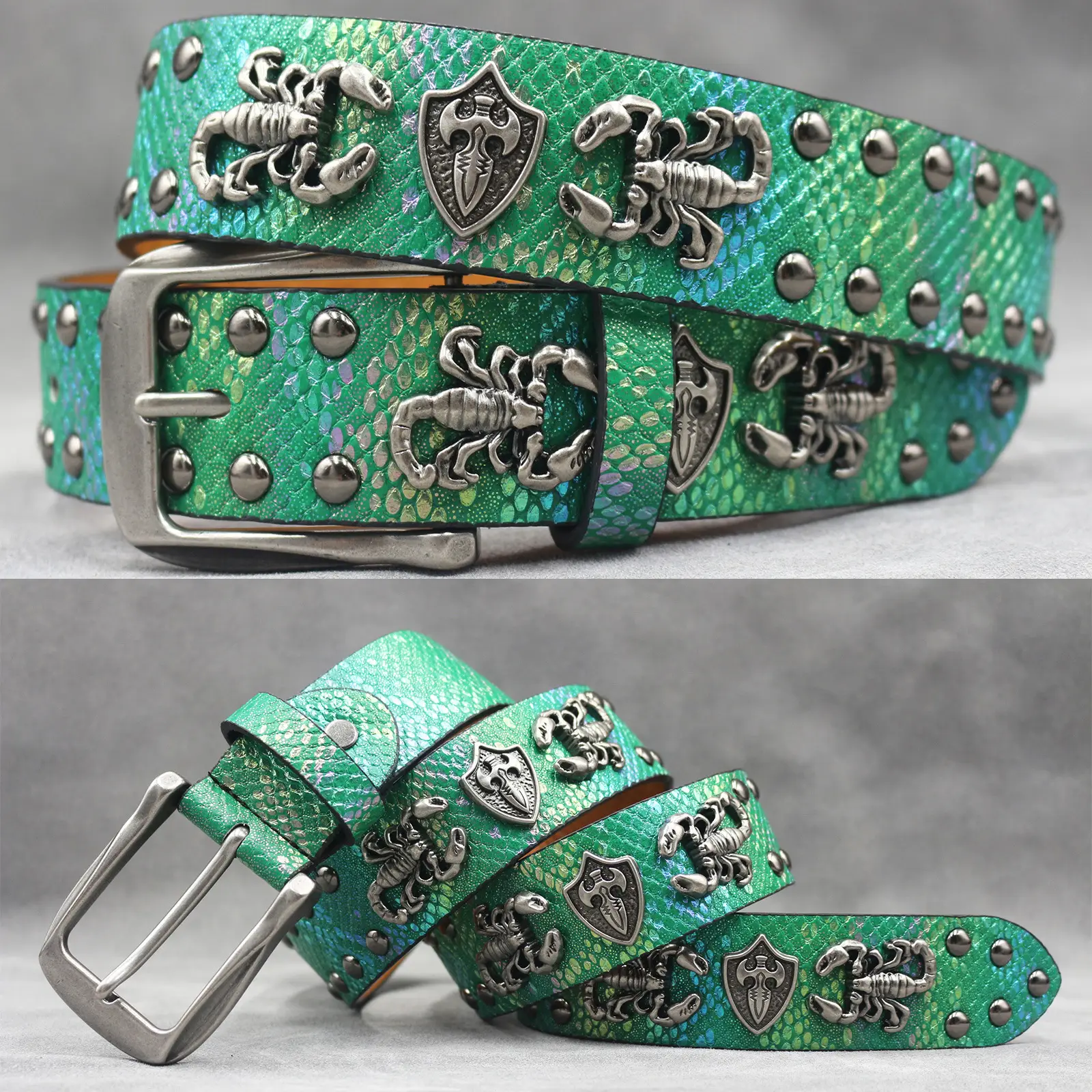 White Skull Rivet Belt for Men Women Punk Style - Image 40
