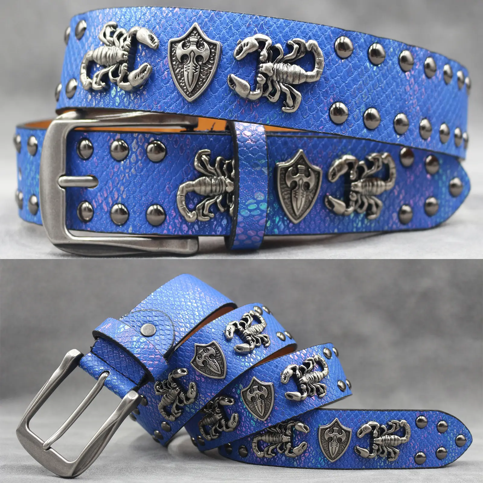 White Skull Rivet Belt for Men Women Punk Style - Image 41