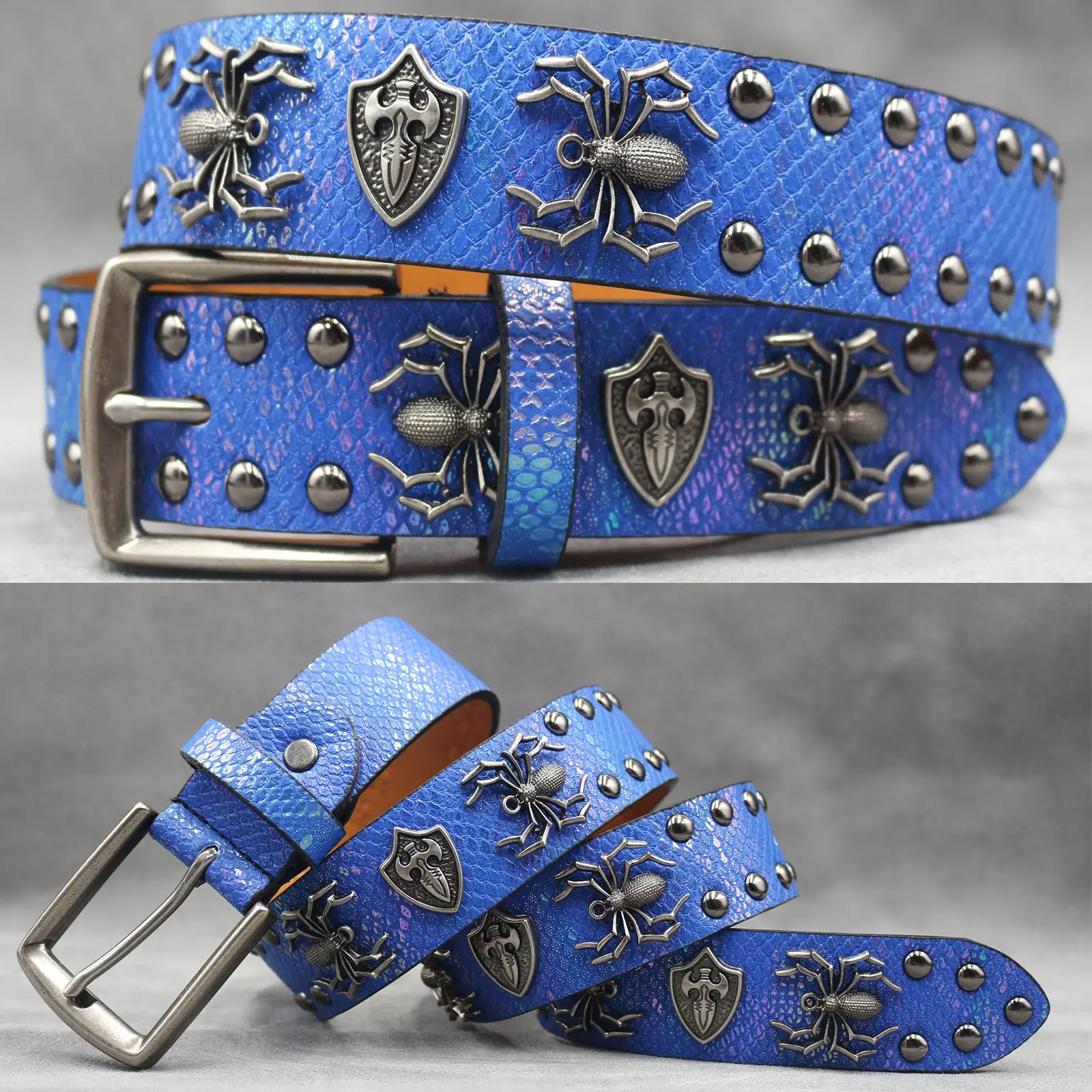 White Skull Rivet Belt for Men Women Punk Style - Image 47