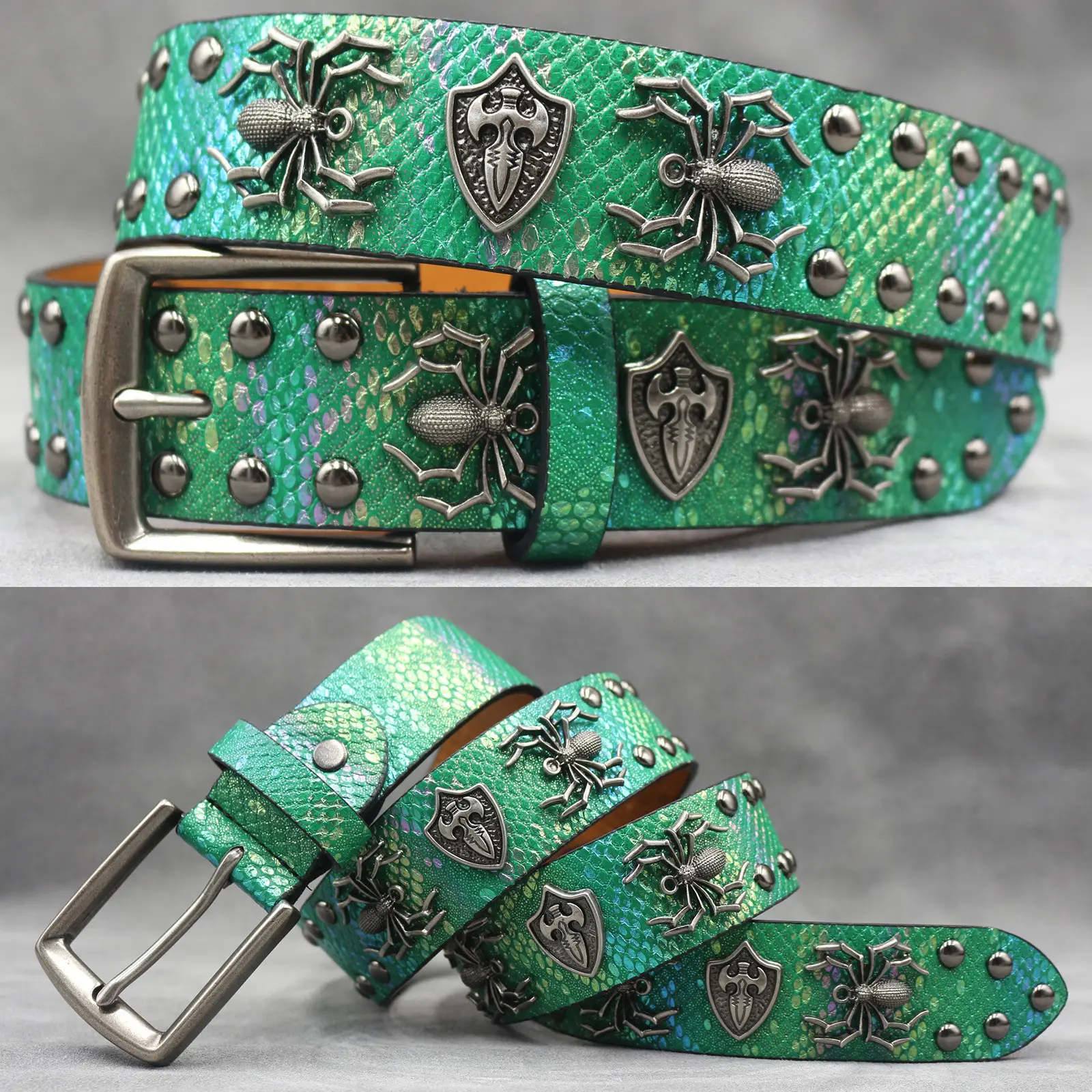 White Skull Rivet Belt for Men Women Punk Style - Image 48