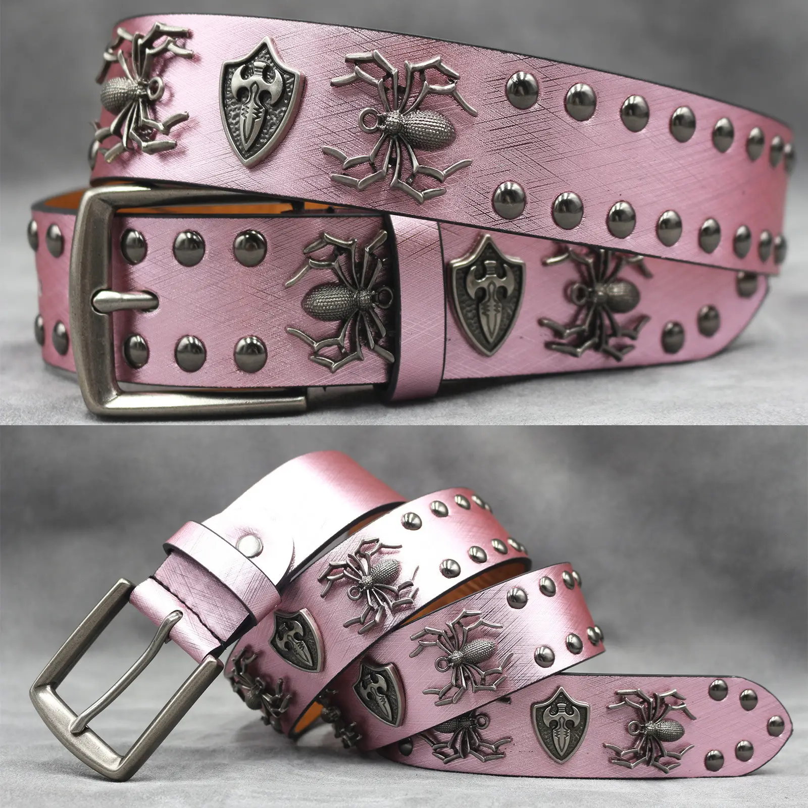 White Skull Rivet Belt for Men Women Punk Style - Image 49
