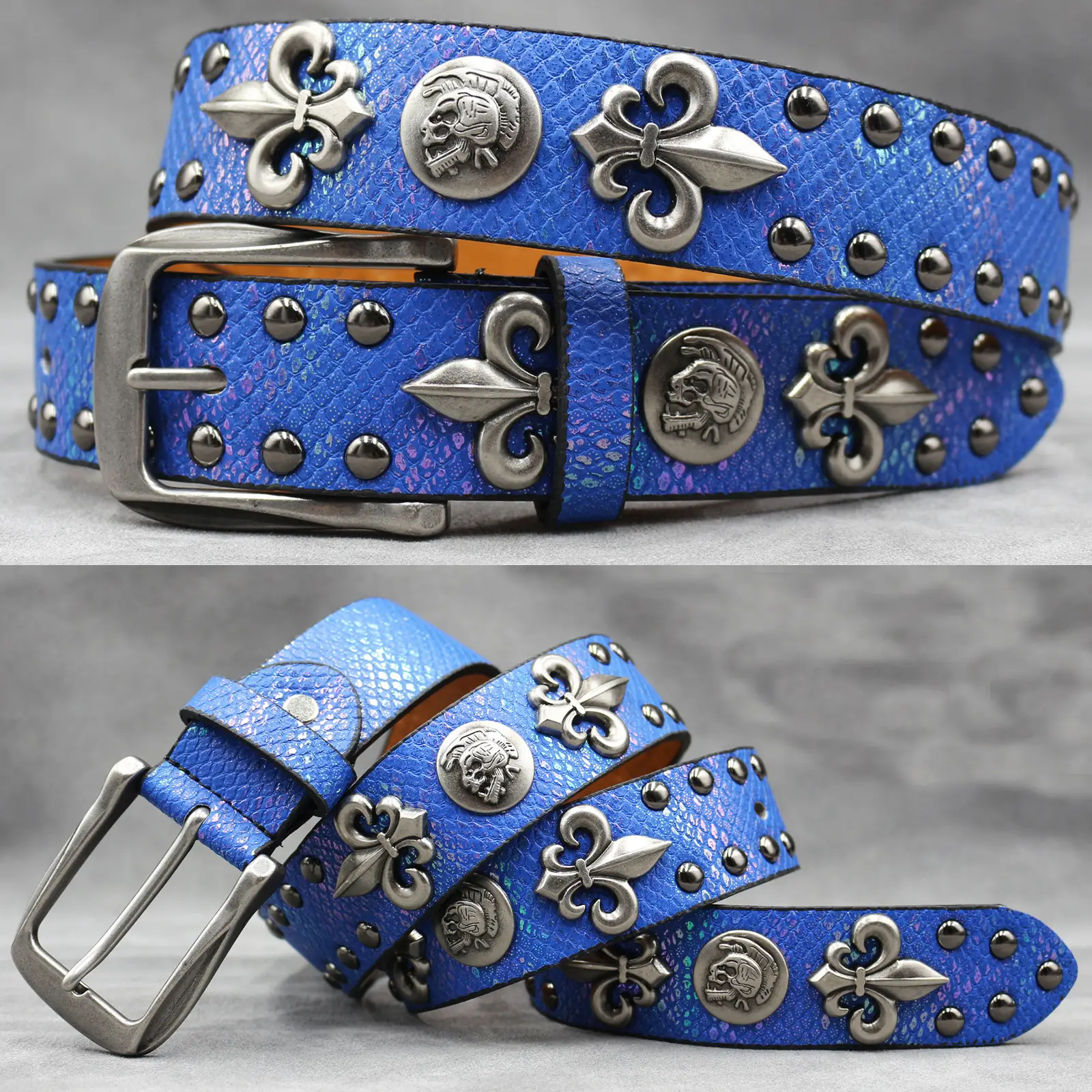 White Skull Rivet Belt for Men Women Punk Style - Image 6