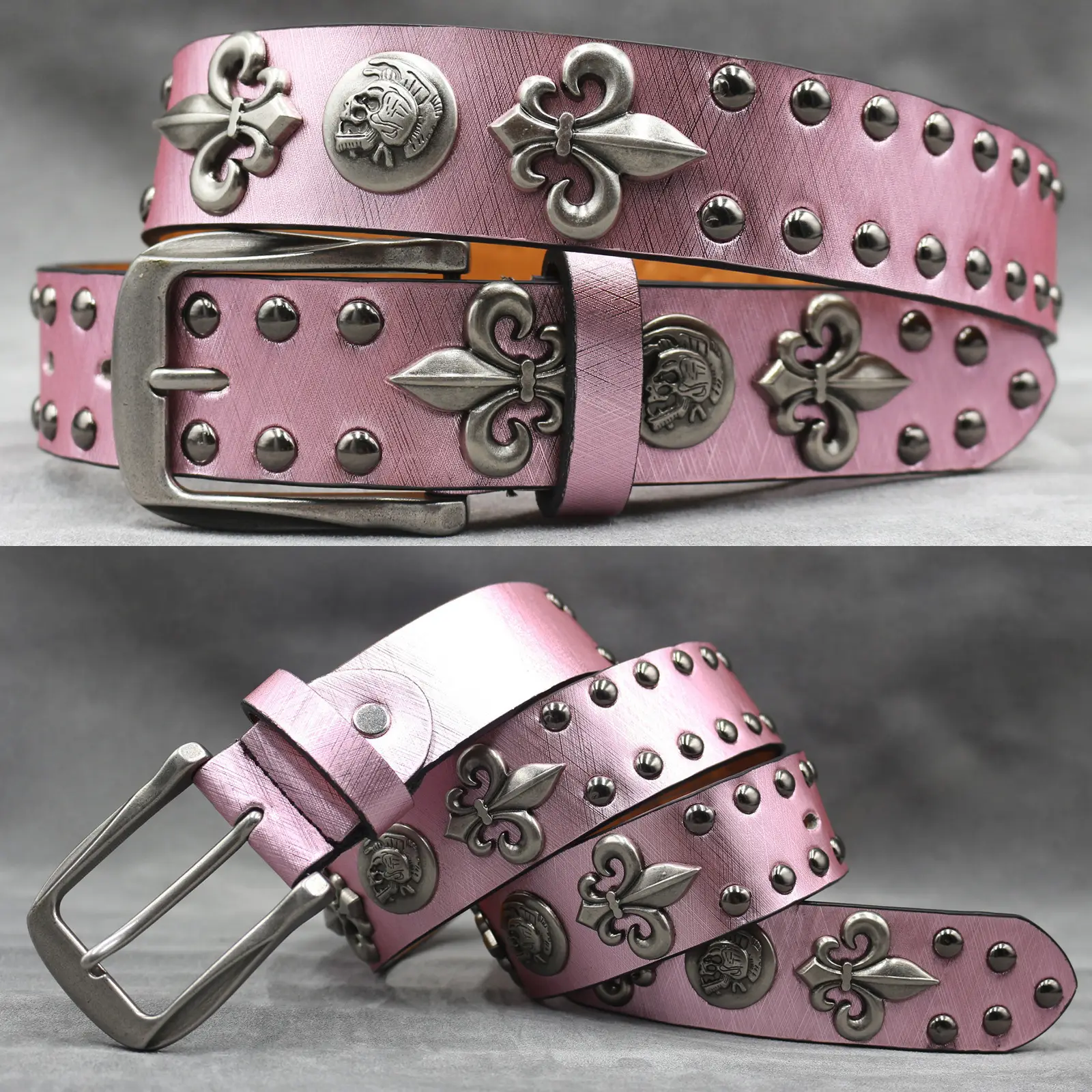 White Skull Rivet Belt for Men Women Punk Style - Image 7