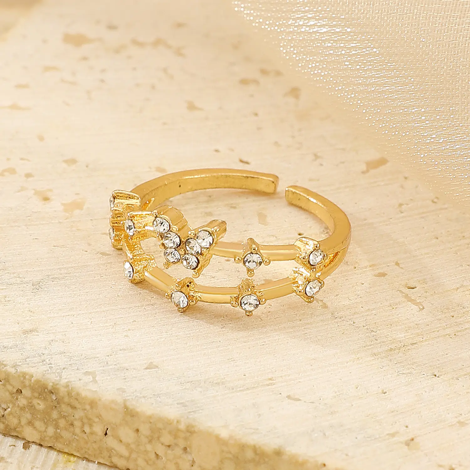 Women Retro Butterfly Adjustable Copper Zircon Ring - Image 20
