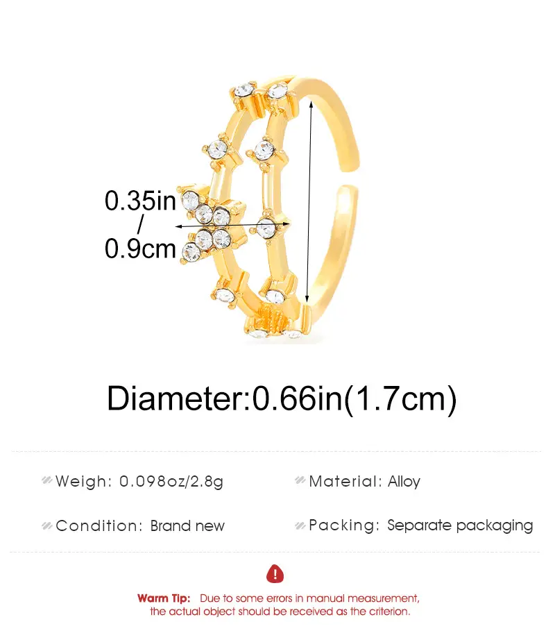 Women Retro Butterfly Adjustable Copper Zircon Ring — feature 3
