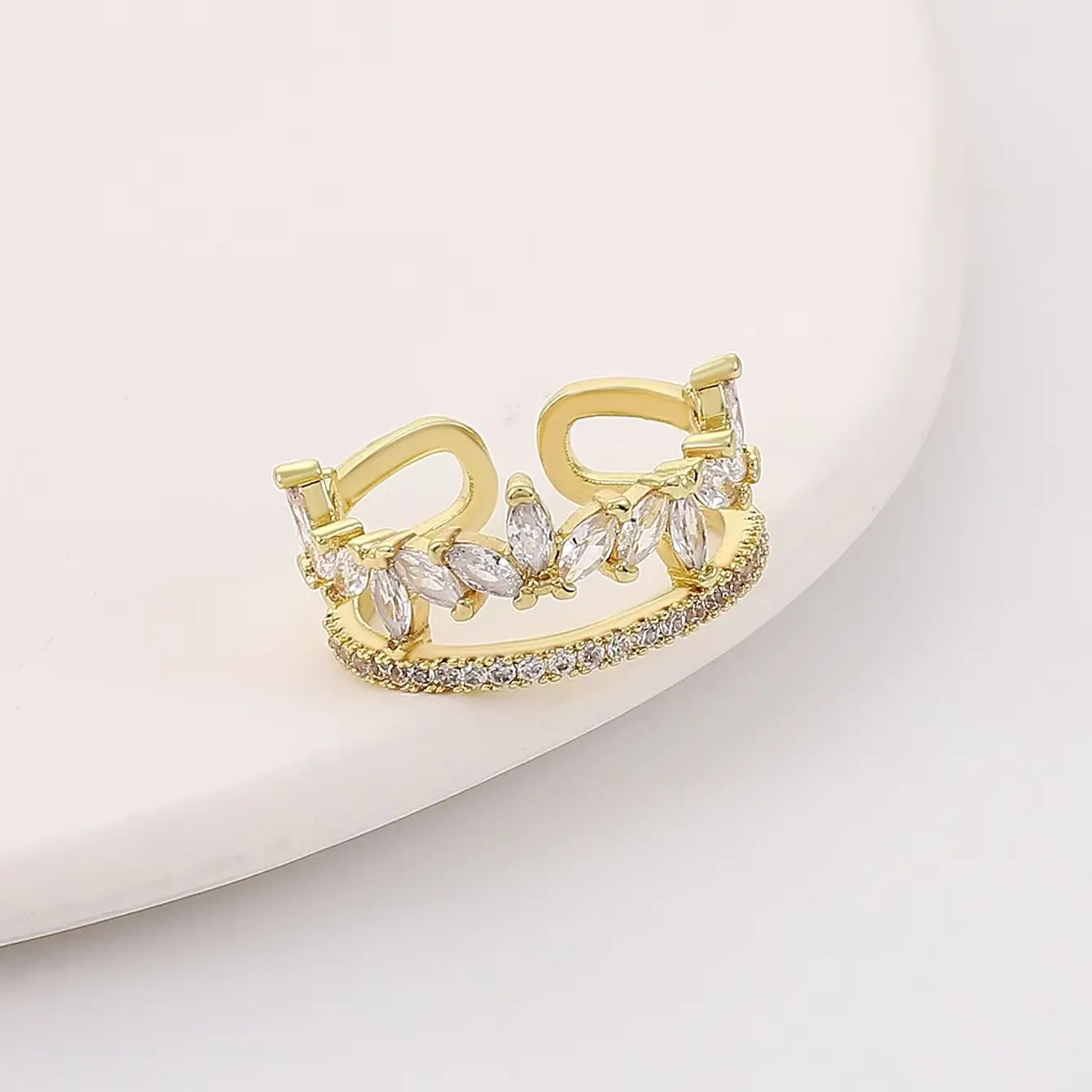 Women Retro Butterfly Adjustable Copper Zircon Ring - Image 13