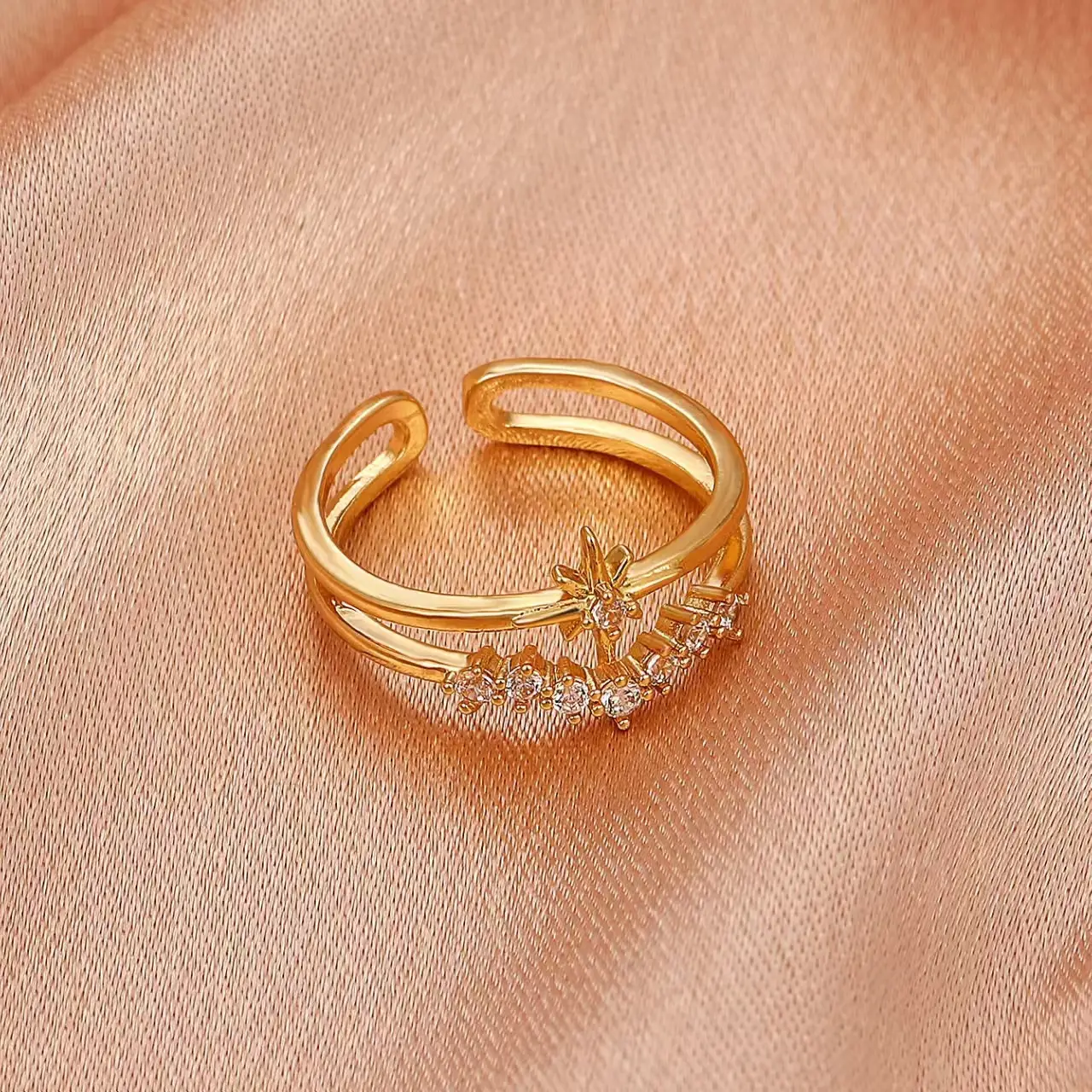 Women Retro Butterfly Adjustable Copper Zircon Ring - Image 15