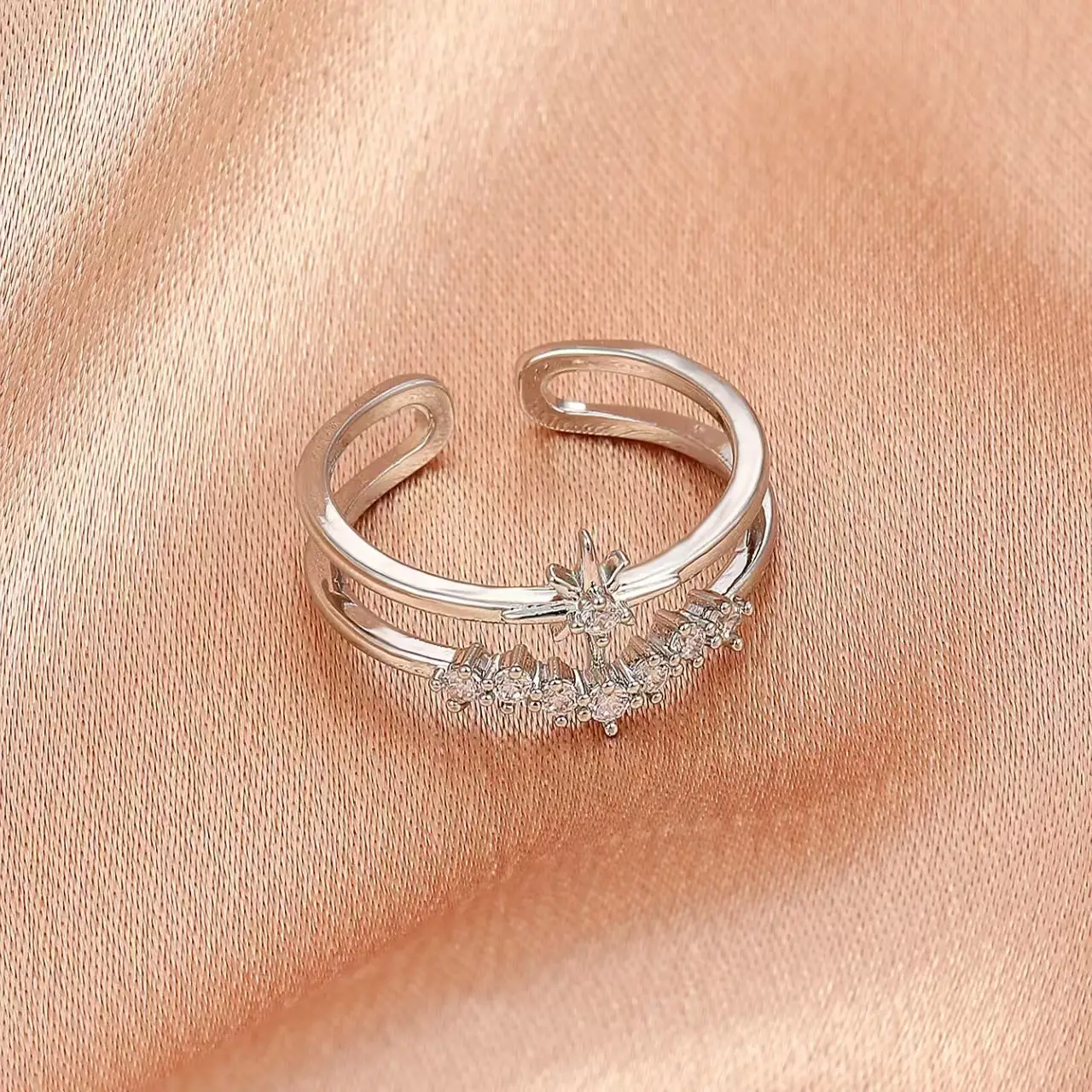 Women Retro Butterfly Adjustable Copper Zircon Ring - Image 16
