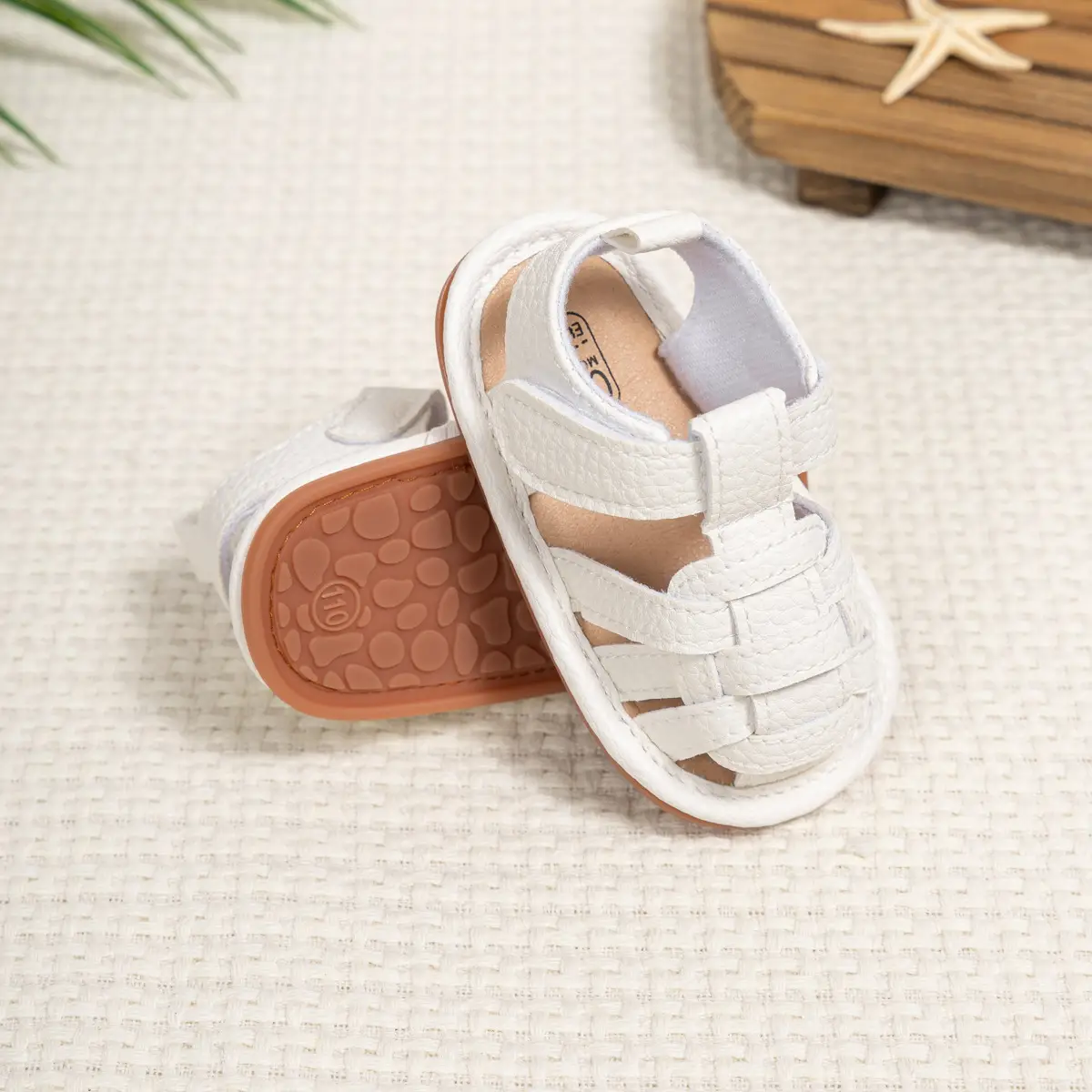 Brown Braided Velcro Baby Sandals Non-Slip — feature 12