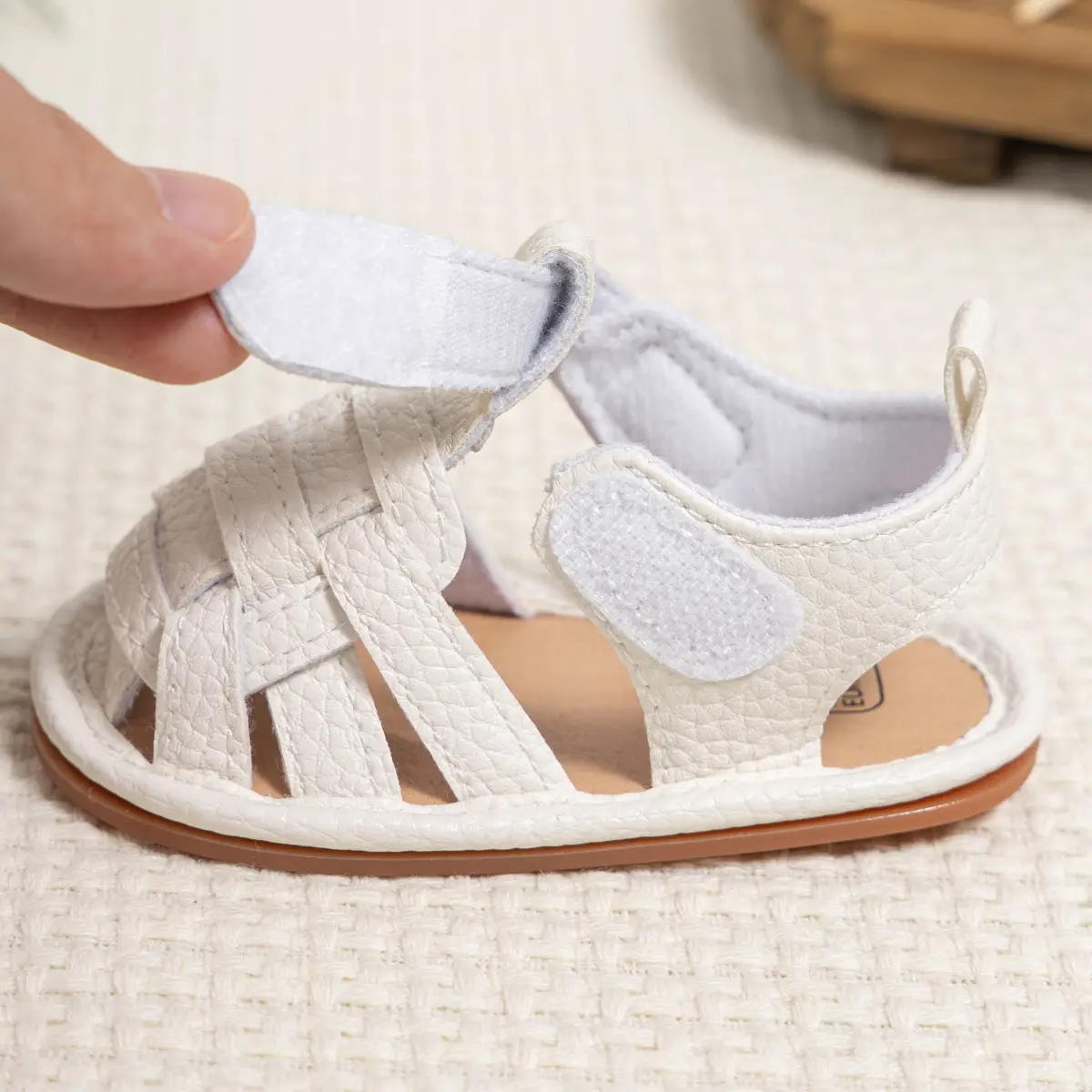Brown Braided Velcro Baby Sandals Non-Slip — feature 13