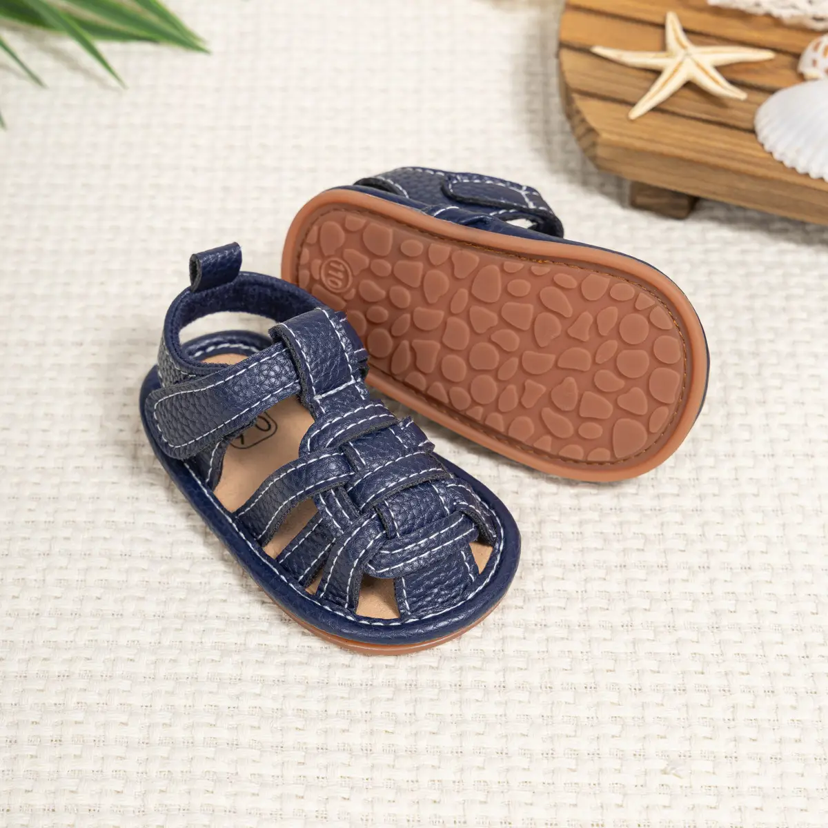 Brown Braided Velcro Baby Sandals Non-Slip — feature 16