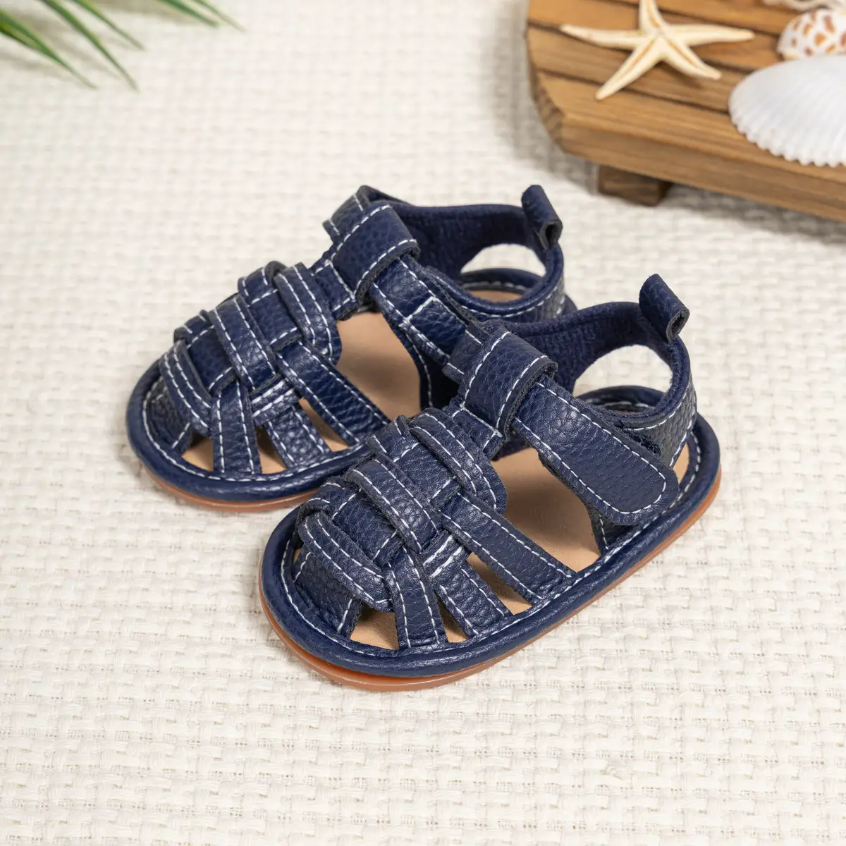 Brown Braided Velcro Baby Sandals Non-Slip — feature 17
