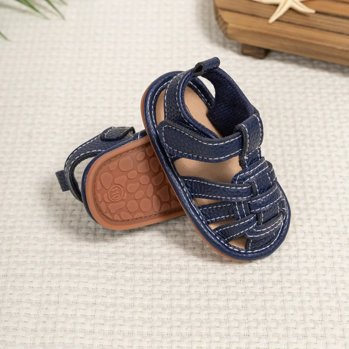 Brown Braided Velcro Baby Sandals Non-Slip — feature 19
