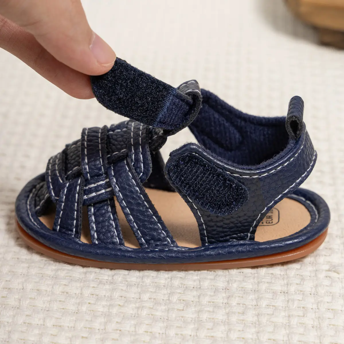 Brown Braided Velcro Baby Sandals Non-Slip — feature 20