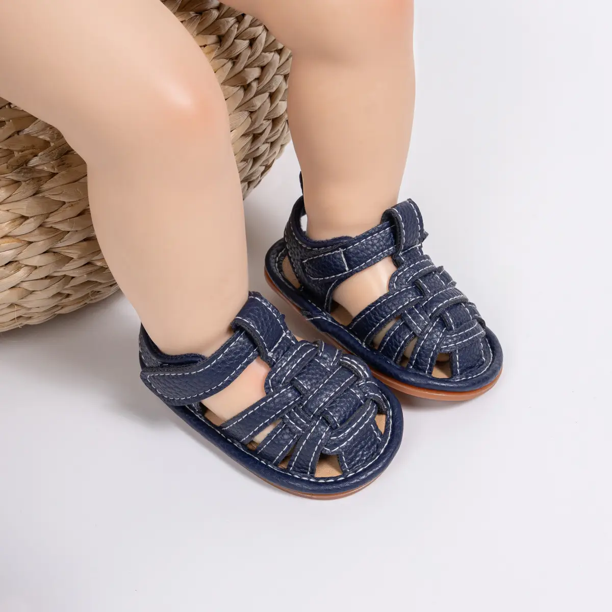 Brown Braided Velcro Baby Sandals Non-Slip — feature 21