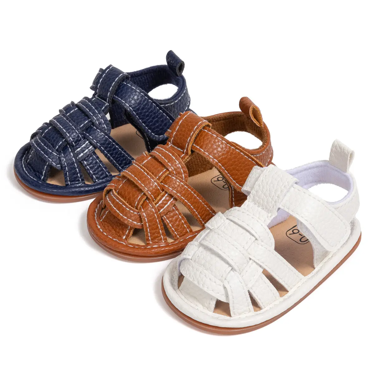 Brown Braided Velcro Baby Sandals Non-Slip — feature 6