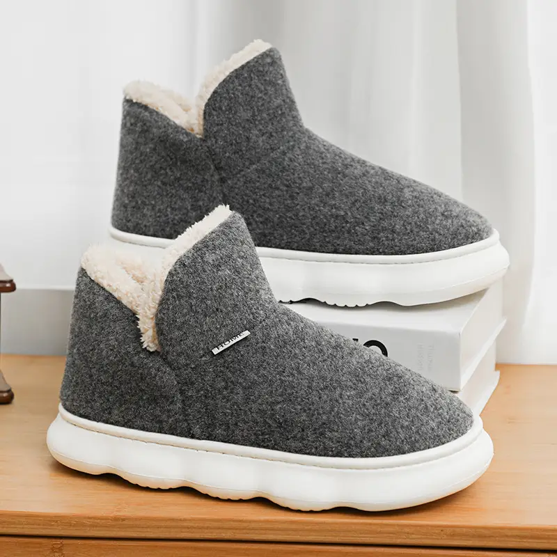 Cotton Shoes Men's Winter fleece-lined Thickened Warm Indoor and Outdoor Snow Boots Outdoor Cold-proof Thick-soled Maomao Bread Shoes - Image 3
