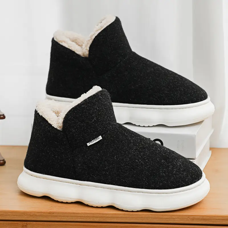 Cotton Shoes Men's Winter fleece-lined Thickened Warm Indoor and Outdoor Snow Boots Outdoor Cold-proof Thick-soled Maomao Bread Shoes - Image 4