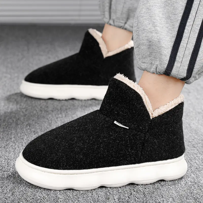Cotton Shoes Men's Winter fleece-lined Thickened Warm Indoor and Outdoor Snow Boots Outdoor Cold-proof Thick-soled Maomao Bread Shoes - Image 5