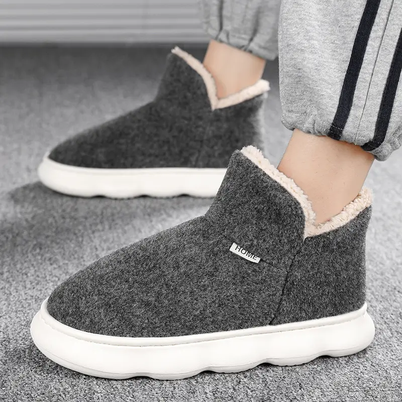 Cotton Shoes Men's Winter fleece-lined Thickened Warm Indoor and Outdoor Snow Boots Outdoor Cold-proof Thick-soled Maomao Bread Shoes - Image 6