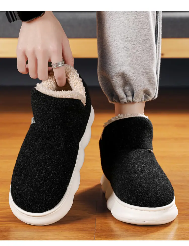 Cotton Shoes Men's Winter fleece-lined Thickened Warm Indoor and Outdoor Snow Boots Outdoor Cold-proof Thick-soled Maomao Bread Shoes — feature 10