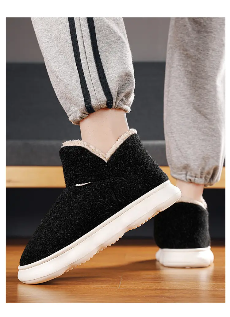 Cotton Shoes Men's Winter fleece-lined Thickened Warm Indoor and Outdoor Snow Boots Outdoor Cold-proof Thick-soled Maomao Bread Shoes — feature 11