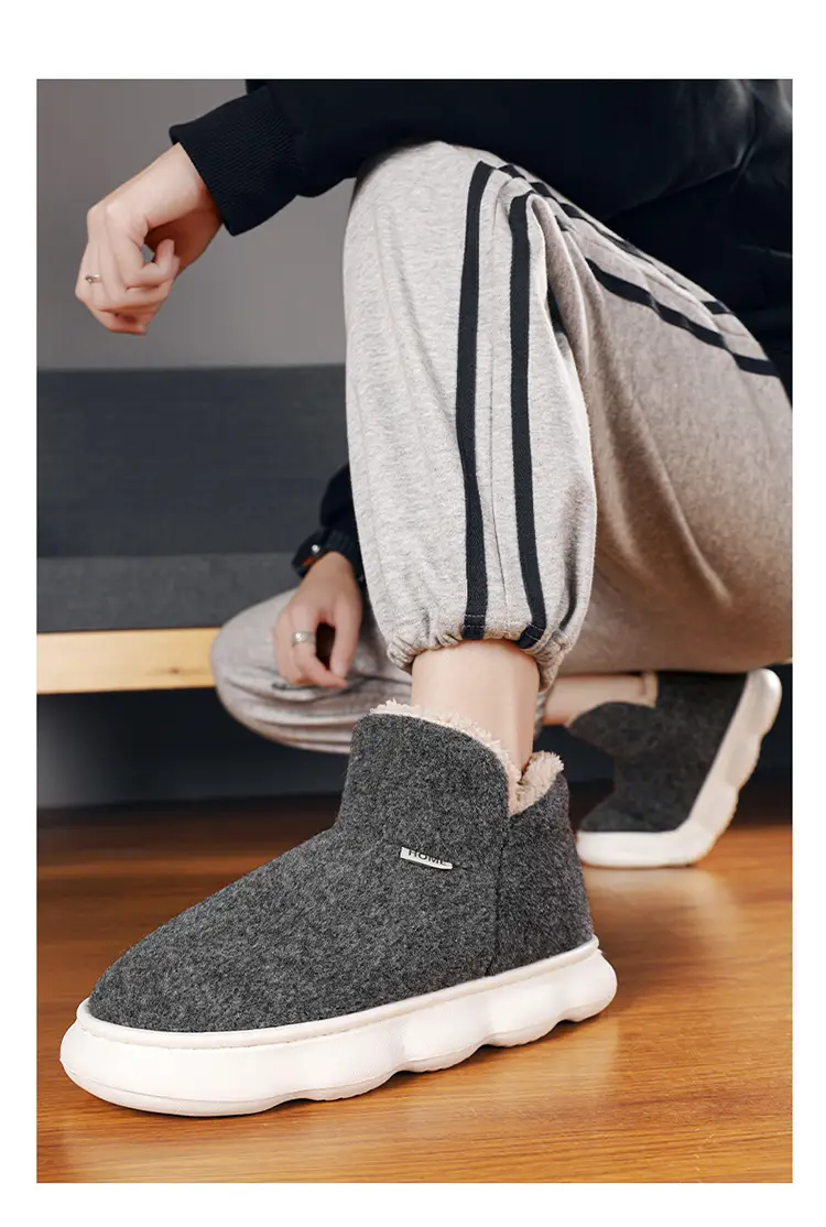 Cotton Shoes Men's Winter fleece-lined Thickened Warm Indoor and Outdoor Snow Boots Outdoor Cold-proof Thick-soled Maomao Bread Shoes — feature 12