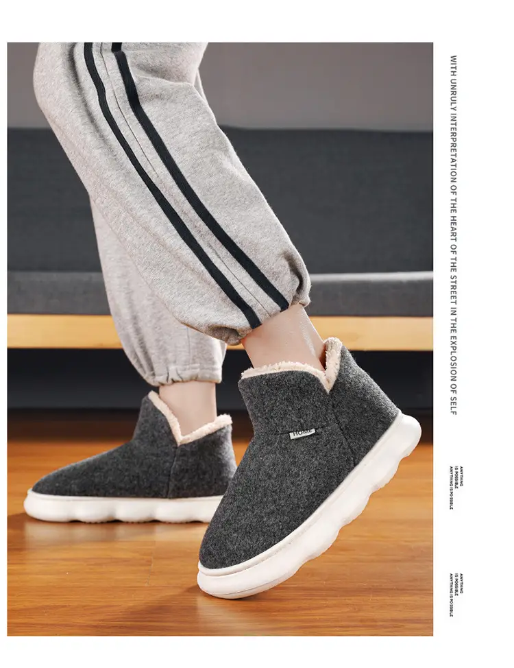 Cotton Shoes Men's Winter fleece-lined Thickened Warm Indoor and Outdoor Snow Boots Outdoor Cold-proof Thick-soled Maomao Bread Shoes — feature 14