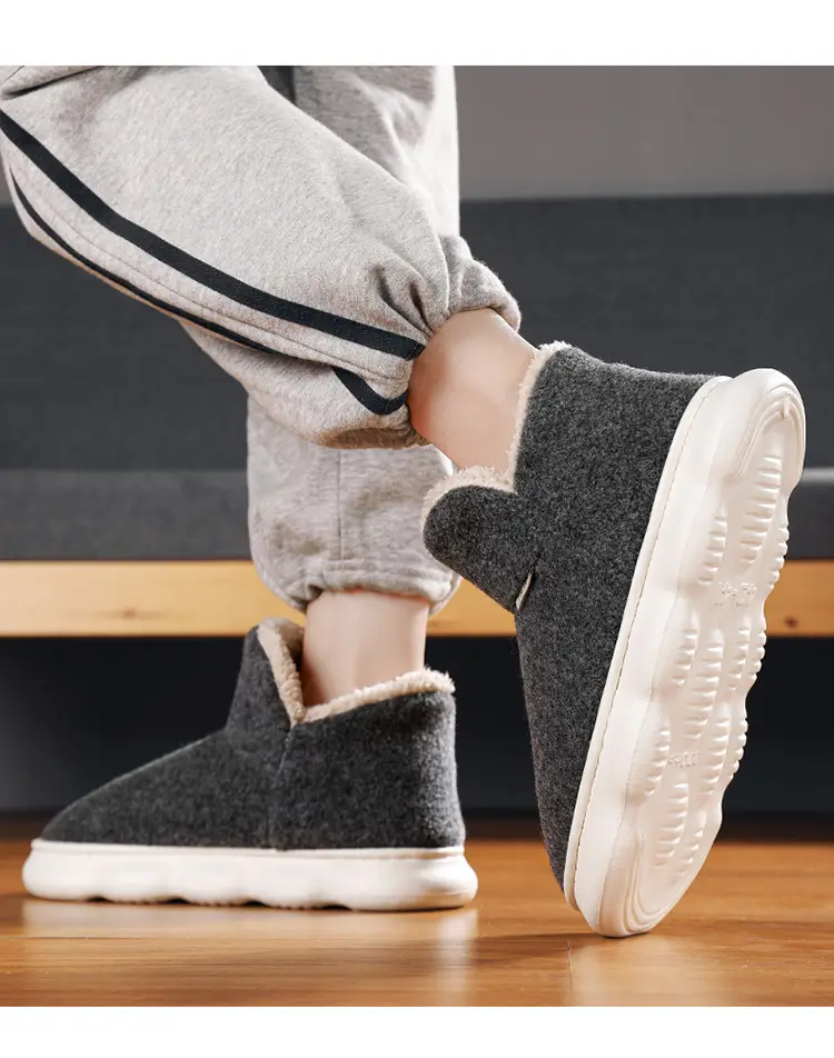 Cotton Shoes Men's Winter fleece-lined Thickened Warm Indoor and Outdoor Snow Boots Outdoor Cold-proof Thick-soled Maomao Bread Shoes — feature 15