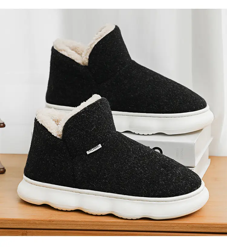 Cotton Shoes Men's Winter fleece-lined Thickened Warm Indoor and Outdoor Snow Boots Outdoor Cold-proof Thick-soled Maomao Bread Shoes — feature 16