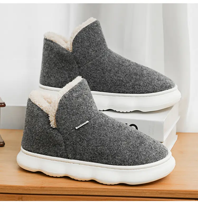 Cotton Shoes Men's Winter fleece-lined Thickened Warm Indoor and Outdoor Snow Boots Outdoor Cold-proof Thick-soled Maomao Bread Shoes — feature 17