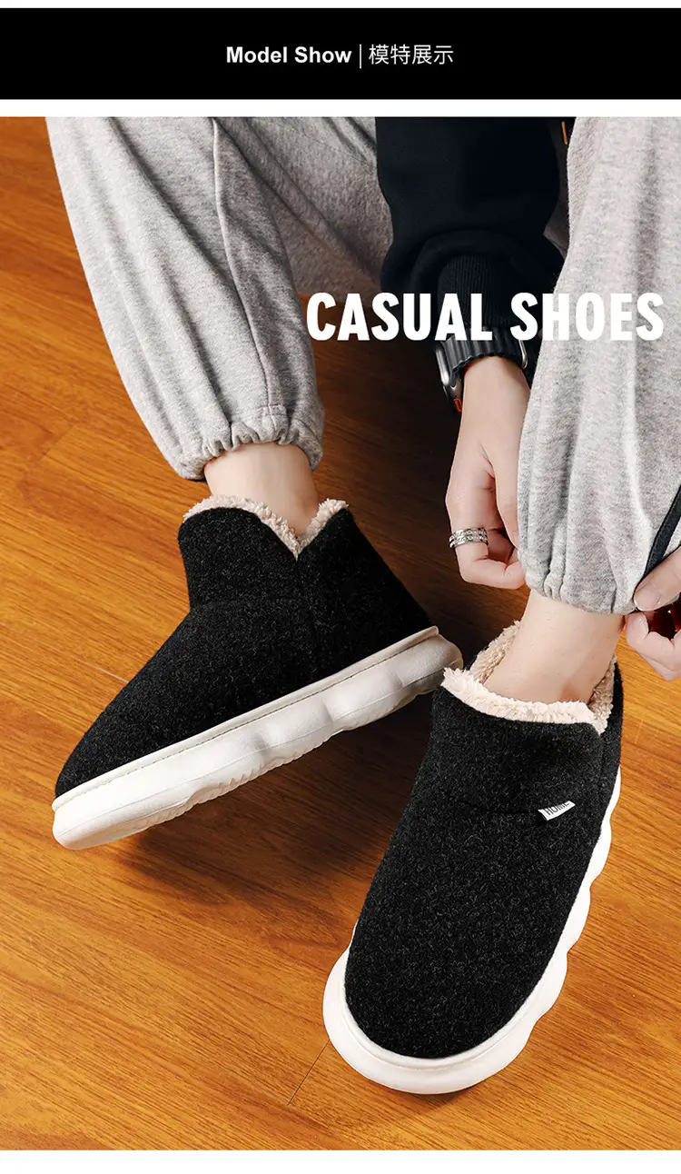 Cotton Shoes Men's Winter fleece-lined Thickened Warm Indoor and Outdoor Snow Boots Outdoor Cold-proof Thick-soled Maomao Bread Shoes — feature 8