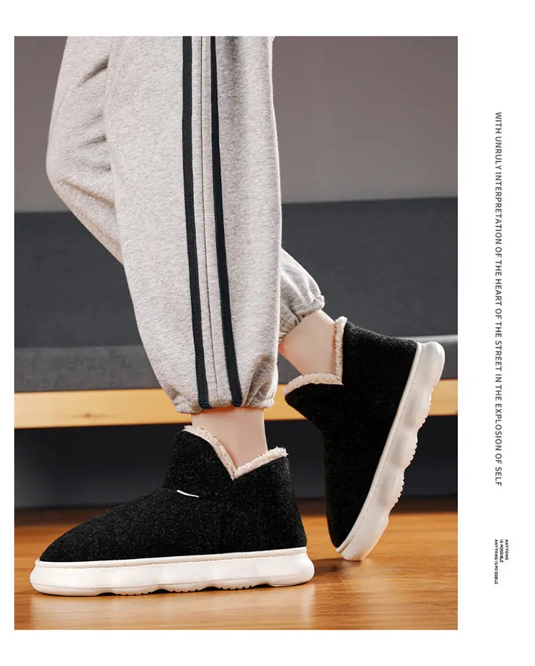 Cotton Shoes Men's Winter fleece-lined Thickened Warm Indoor and Outdoor Snow Boots Outdoor Cold-proof Thick-soled Maomao Bread Shoes — feature 9