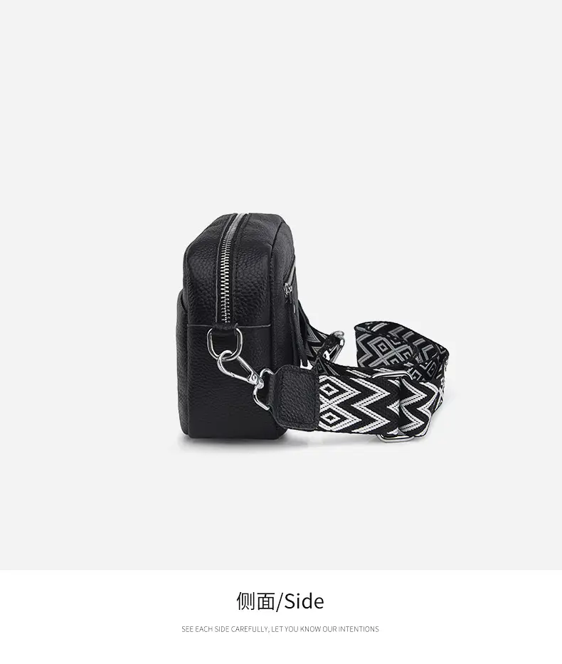 Women's Genuine Leather Crossbody Bag Red Chevron Design — feature 30