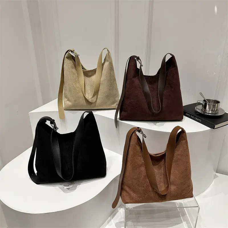 New Retro Fleece Shoulder Bag Large Capacity Textured - Image 8