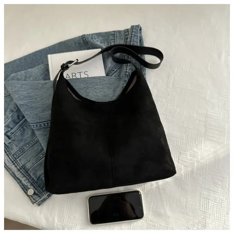 New Retro Fleece Shoulder Bag Large Capacity Textured — feature 11