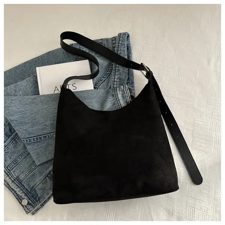 New Retro Fleece Shoulder Bag Large Capacity Textured — feature 12