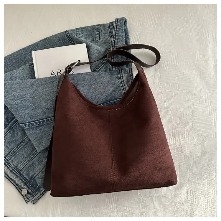 New Retro Fleece Shoulder Bag Large Capacity Textured — feature 16