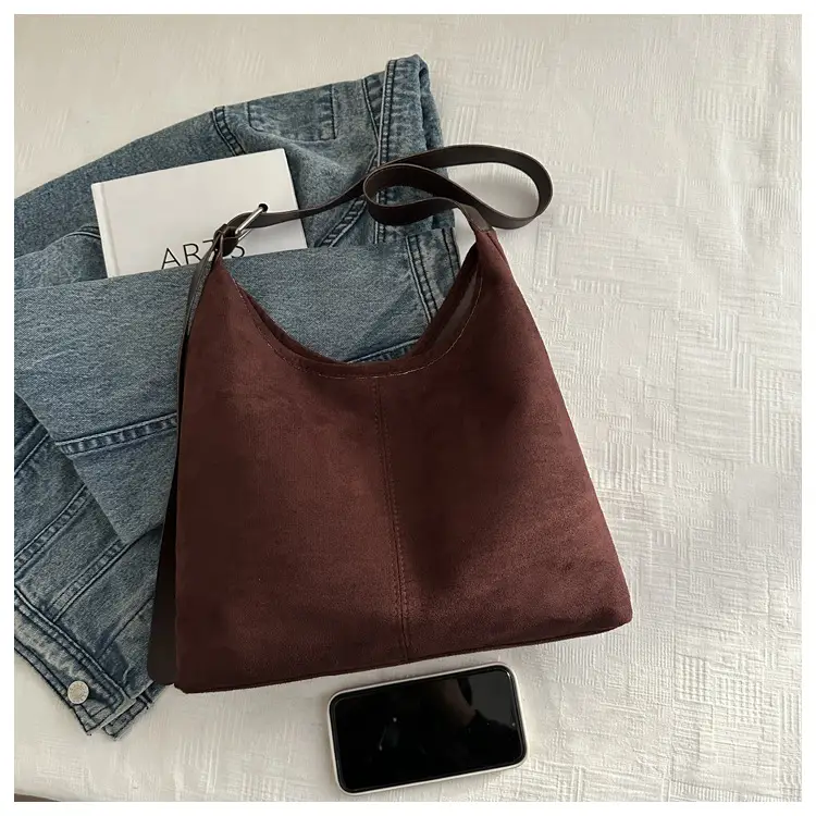 New Retro Fleece Shoulder Bag Large Capacity Textured — feature 17
