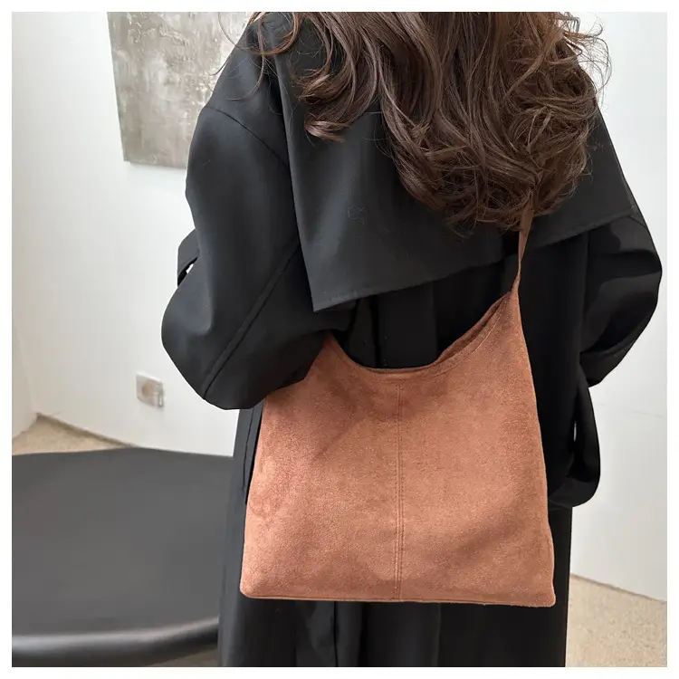 New Retro Fleece Shoulder Bag Large Capacity Textured — feature 29